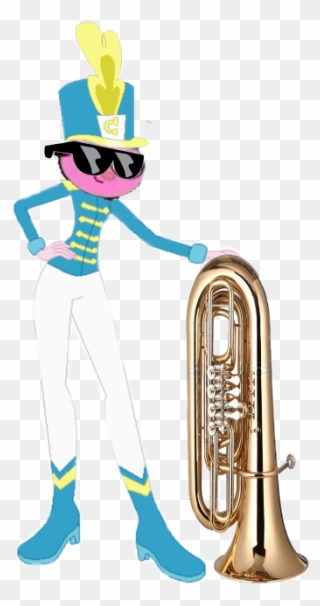 #yin Rabbit Playing A Tuba - Cartoon Clipart