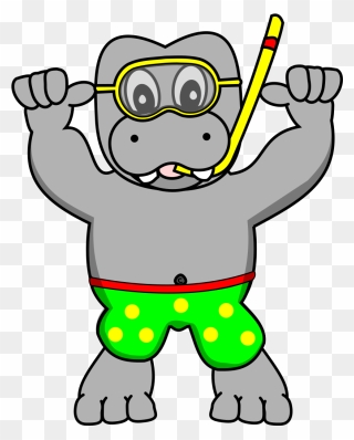 Snorkeling Hippo Svg Clip Arts - Animals Scuba Diving Cartoon - Png Download