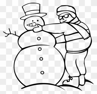 Snowman Black And White Drawing Coloring Book Line - Build A Snowman Clipart Black And White - Png Download