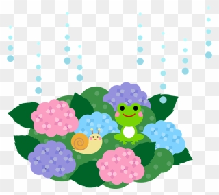 Rain Hydrangea Frog Snail Clipart - Tonami - Png Download