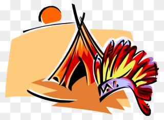 Native American With Headdress - Powwow Clipart - Png Download