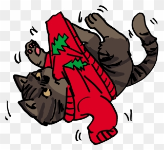 Cat And Christmas Sweater By Shabazik - Clipart Cat Sweater - Png Download