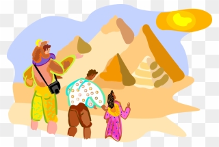 Vector Illustration Of Tourists Visit Great Pyramids - Tourism In Egypt Clipart - Png Download