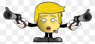 Donald Trump’s Bizarre Speech And Flip-flop - Cowboy Cartoon Pointing Gun Clipart