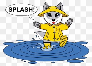 Wolf Playing In Rain - Cartoon Clipart