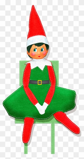 Christmas Elf On The Shelf Clipart - Girl Elf On The Shelf Cartoon - Png Download