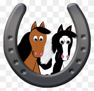 Horses In Horse Shoe - Cartoon Clipart