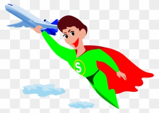 Free Superhero Lifting An Airplane Cartoon Character - Superhero Lifting Clipart - Png Download