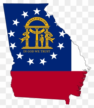 Georgia Clipart, Georgia Transparent Free For Download - Georgia State Flag Map - Png Download