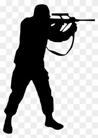 Sniper Soldier Standing - Soldier Silhouette Clipart