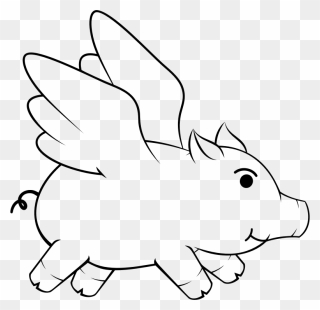 Transparent Flying Pig Clipart - Flying Pig Clipart Black And White - Png Download