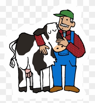 Download Cow And Farmer 400w - Cow And Farmer Png Clipart