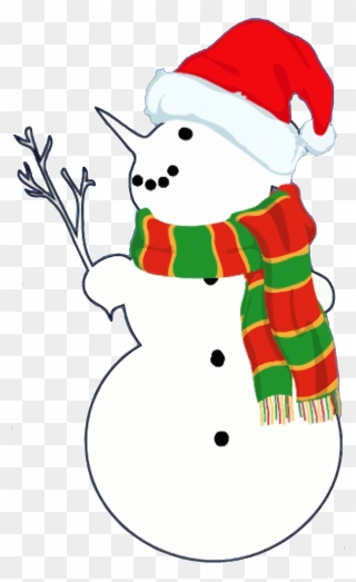Snow Man With Branch Clip Arts - Santa Claus And Christmas Tree Drawing For Christmas - Png Download