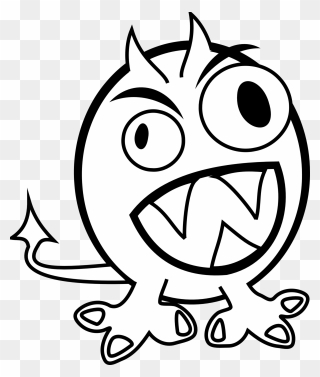Funny Animal Clip Art - Clip Art Black And White Monster - Png Download