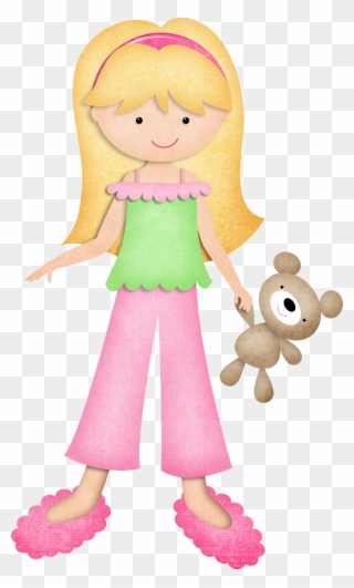 Sleepover Clipart Girly - Girl In Pajamas Clip Art - Png Download