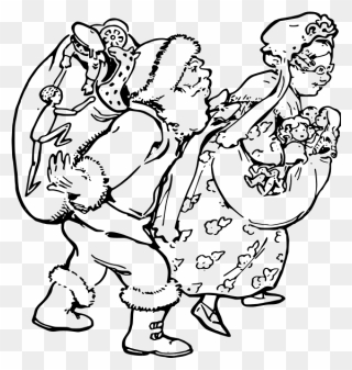 Mr And Mrs Santa Claus - Cartoon Clipart