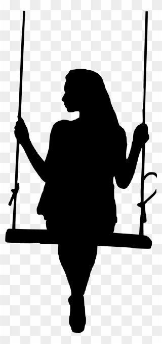 Playground Clipart Silhouette - Silhouette Of A Girl On A Swing - Png Download