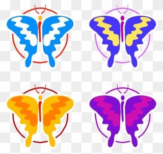 Four Butterflies Clipart - Png Download