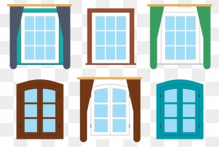 Curtain Clipart House Windows - Window Png Vector Transparent Png