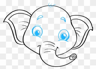 How To Draw Baby Elephant - Cartoon Baby Elephant Drawing Clipart