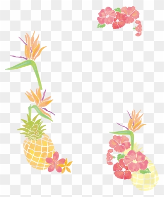Fall Tree Border Clipart Image Royalty Free Pineapple - Pineapple With Flowers Clipart - Png Download