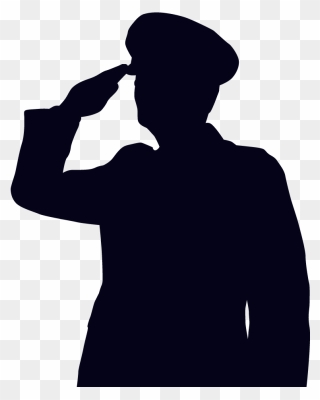 Female Soldier Saluting Clipart - Transparent Soldier Salute Silhouette - Png Download