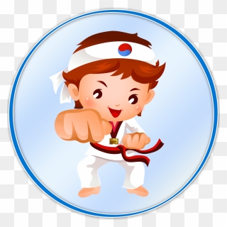 Taekwondo Drawing Boy - Cartoon Kick Boxing Png Clipart