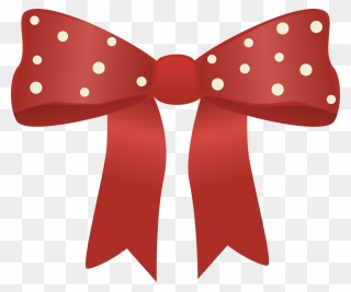Red Christmas Bow With Polka Dots Clipart - Noeud Papillon Noel Png Transparent Png
