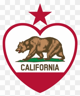 Flag Of California Republic In Heart Shape Vector Image - California Republic State Bear Clipart