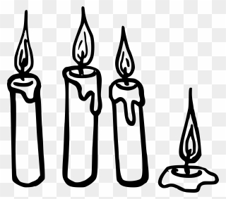 Candles Clip Arts - Burning Candle Clipart Black And White - Png Download