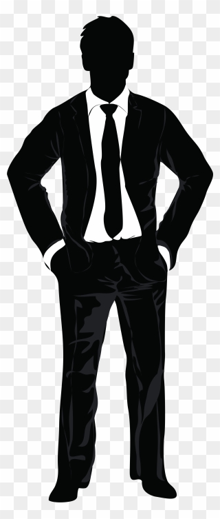 Confident Working Man -silhouette - Man In Suit Silhouette Png Clipart