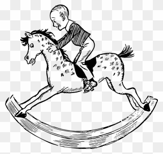 Rocking Horse Clip Arts - Child On A Rocking Horse Drawing - Png Download