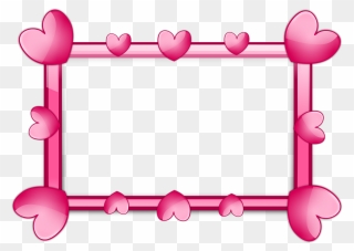 Pink Hearts Border Vector Image - Heart Photo Frame Png Hd Clipart