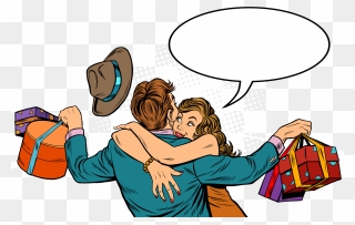 Hug Clipart Intimacy - Man Hugging Women Cartoon - Png Download