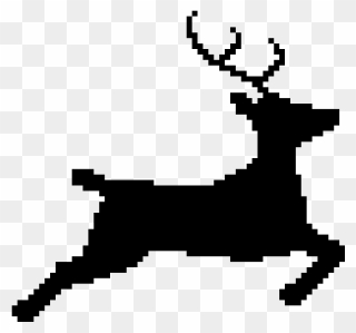 Reindeer Pixel Art Black And White Clipart