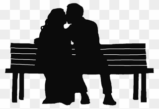 Couple On Park Bench Silhouette Clipart