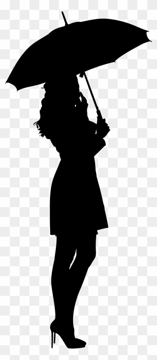 Umbrella Clipart Silhouette - Silhouette Woman With Umbrella - Png Download