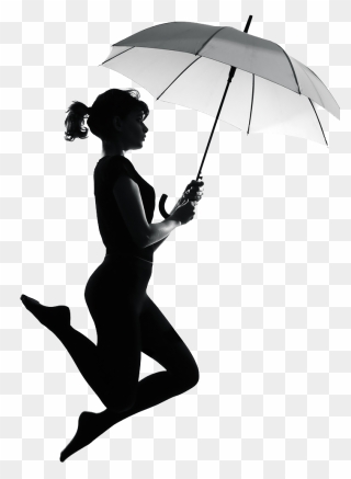 Silhouette Stock Photography Umbrella Royalty-free - Silhouette Woman Flying With Umbrella Clipart