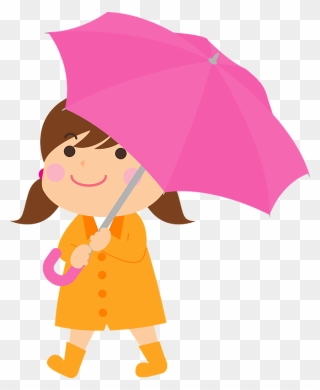 Child Girl Umbrella Clipart - Umbrella - Png Download