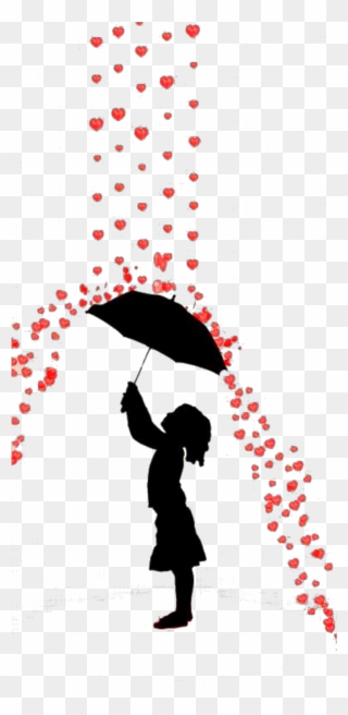 #ftestickers #girl #umbrella #silhouette #hearts #cute - Silhouette Girl Holding Umbrella Clipart