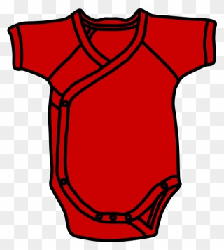 Onesie, Short Sleeve, Buttons, Red Clipart