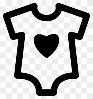 Baby Onesie Clipart With Heart - Png Download