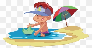 Transparent Puppet Show Clipart - Kids Beach Playing Vector - Png Download