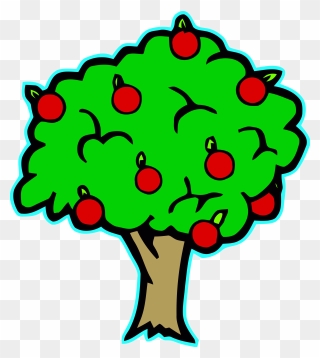 Green Apple Tree Clipart Apple Cartoon Cute Png - Apple Tree Clipart Transparent Png