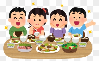 Illustration Of Children Enjoying A Japanese Meal - イラスト 子ども 食堂 Clipart