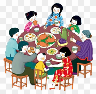 Reunion Dinner M - Lunar New Year Family Illustration Clipart
