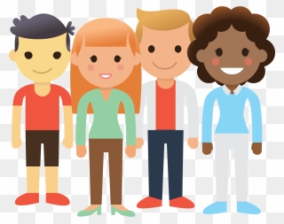 A Group Of Young People - Cartoon Clipart