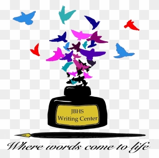 Image Of Writing Center Logo Birds Flying Out Of Ink Clipart