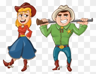 Cowboys And Cowgirls Cartoon Clipart