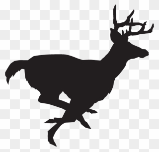 White-tailed Deer Clip Art Decal Deer Hunting - Deer Running Silhouette - Png Download